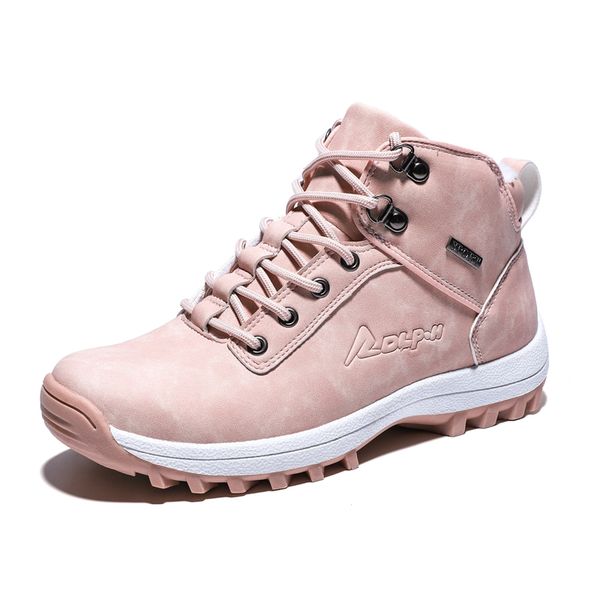 

winter waterproof hiking shoes women genuine leather nonslip outdoor climbing trekking shoes pink sneakers tactical boots