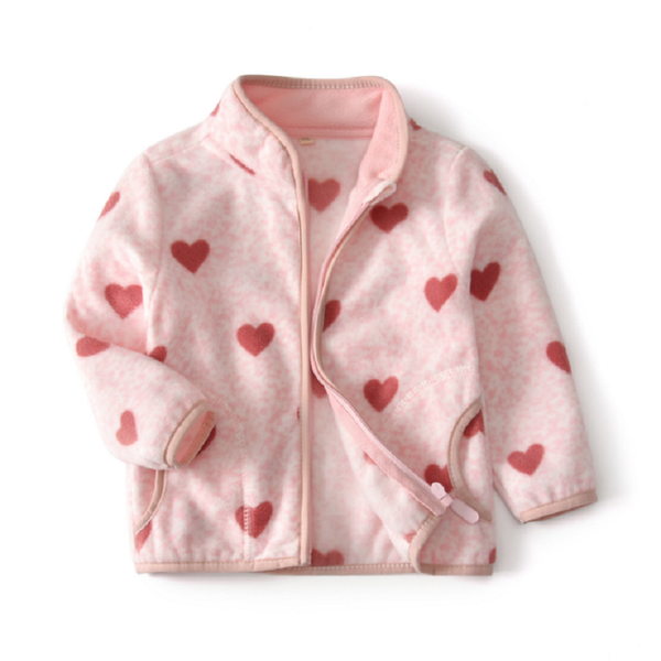 

cute girl fleece full zipper jacket autumn and winter love print spring clothing kids kg-456, Blue;gray