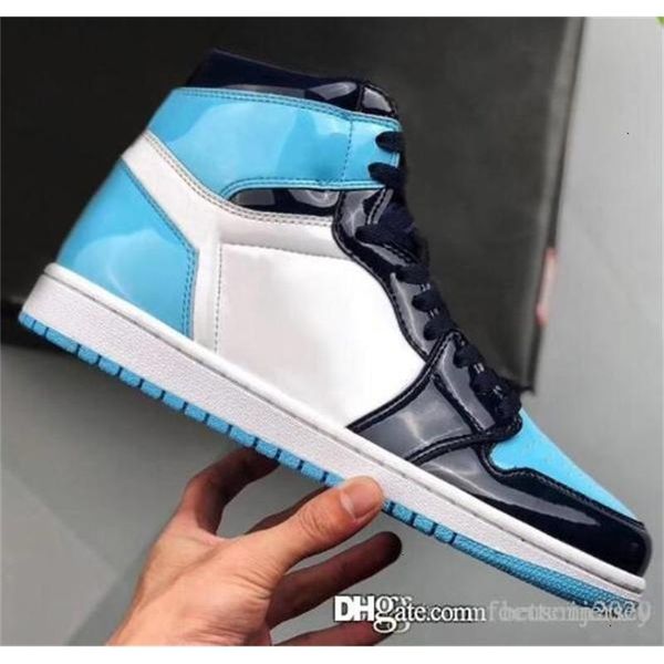 

unc 2019 новейшей 1 high og патентных wmns asg obsidian синего холод белой мужчины женщина баскетбол обувь 1s all-star game тапок drop доста