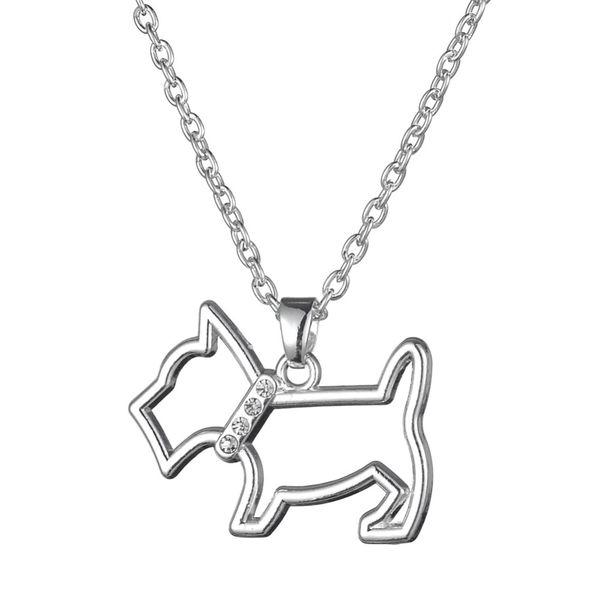 

silver tone iced out pattern animal dog pet with crystal stone charm pendant girls birthday necklace