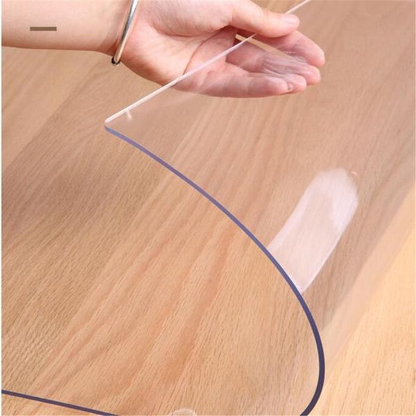 

soft glass transparent tablecloth pvc plastic table mat disposable washable waterproof anti-scalding placemat crystal plate