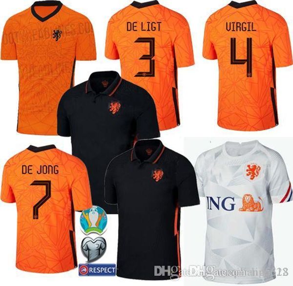 

new 2020 2021 netherlands soccer jerseys de jong holland de ligt van dijk virgil 20 21 kids kit youth jerseys strootman football shirt, Black