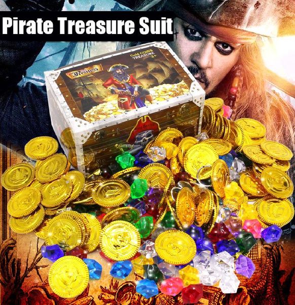

children pirate series plays projects, coin box toys home games, acrylic gemstone cognition of coins, game chip