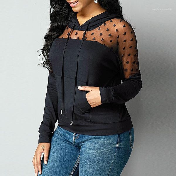 

мода пуловер с длинным рукавом сердце printed lace слияния вскользь сексуальная весна осень дизайнер одежды womens толстовки, Black