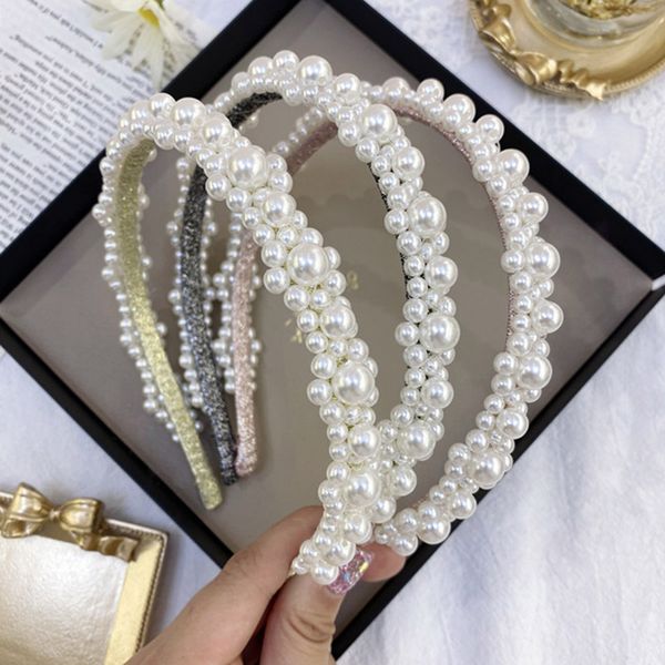 

2020 vintage pearl rhinestone bezel hair band women headbands girls hair accessories clips hairband opaska do wlosow opaska