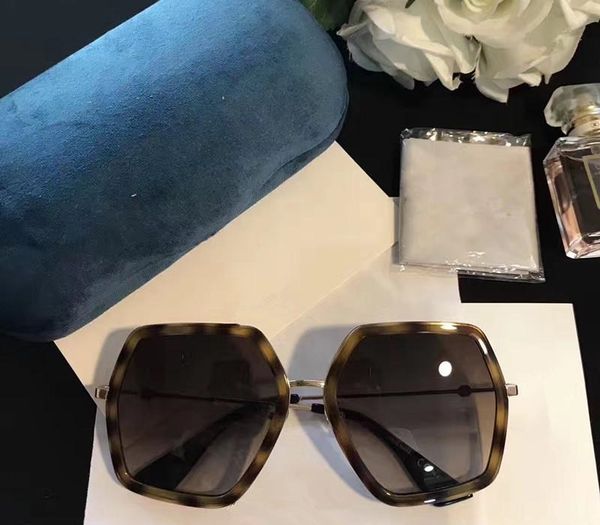 

fashion luxury women brand designer sunglasses 0106 square big frame summer generous style mixed color frame uv protection lens