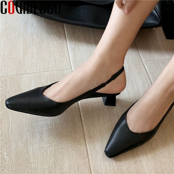 

covibesco elastic band genuine leather women's sandals back strap high heels pumps 2020 party wedding shoes woman, Black