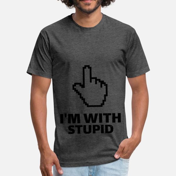 

im with stupid t shirt men designer short sleeve s-3xl solid color cute humor spring formal shirt