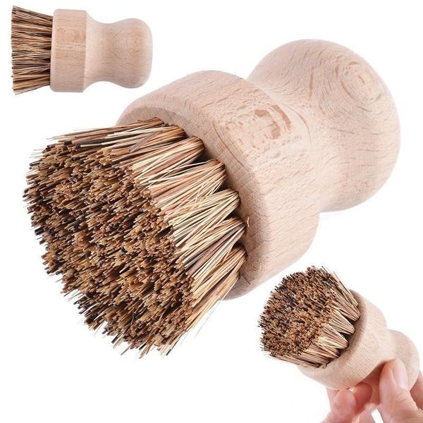 

rub round palm cleaning brushes brush handheld tool handle brush pot dish pan sisal wooden bowl kitchen cleaning chores jjxh gnrer