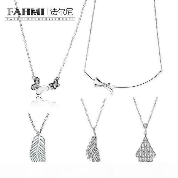 

fahmi 100% 925 sterling silver charm brilliant bow necklace kette schimmernde phoenixfeder cascading glamour