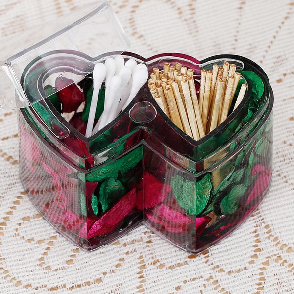 

aw104 acrylic double-heart cotton box creative home toothpick box fashion deskdecoration home daily use