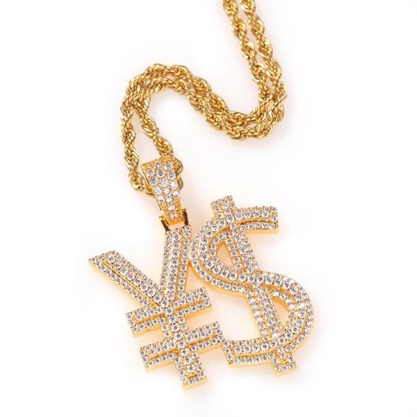 

hip hop micro paved czircon iced out bling us dollar symbol pendants necklace for men women fashion rapper jewelry gifts, Silver