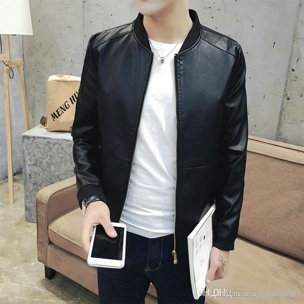 

mens designer leather jackets leather jacket spring autumn new british style men leather jacket motorcycle jacket m-3xl, Black