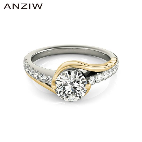 

fashion 925 sterling silver white gold yellow gold color 1ct round ring women engagement wedding rings silver ring gift, Golden;silver