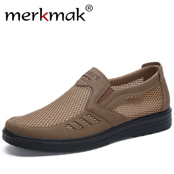 

merkmak fashion summer shoes men casual mesh shoes large sizes 38-48 lightweight breathable slip-on flats 2020 new men sneakers, Black