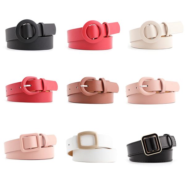 

32 styles women's pu leather belts metal round square buckle waist belt female girl trouser jeans casual wild waistband, Black;brown