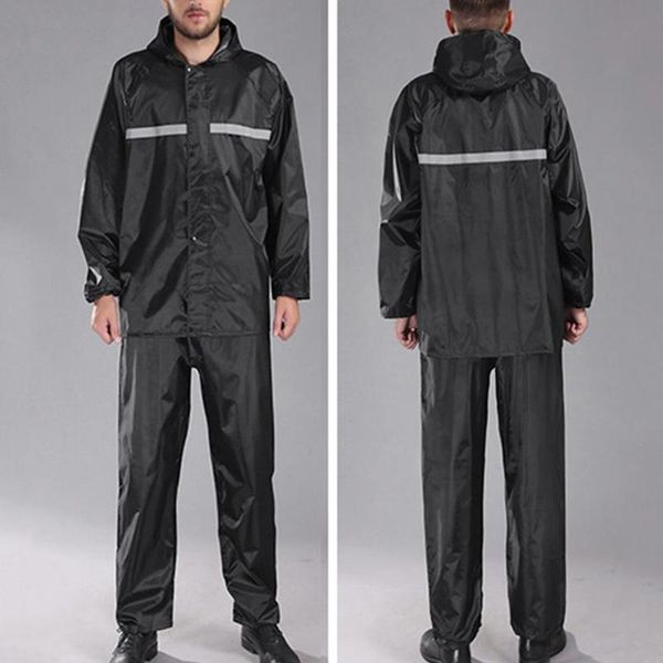 

2pcs men windproof reflective hooded raincoat pants outdoor cycling rain outfit raincoat pant raincoats for hiking, Gray