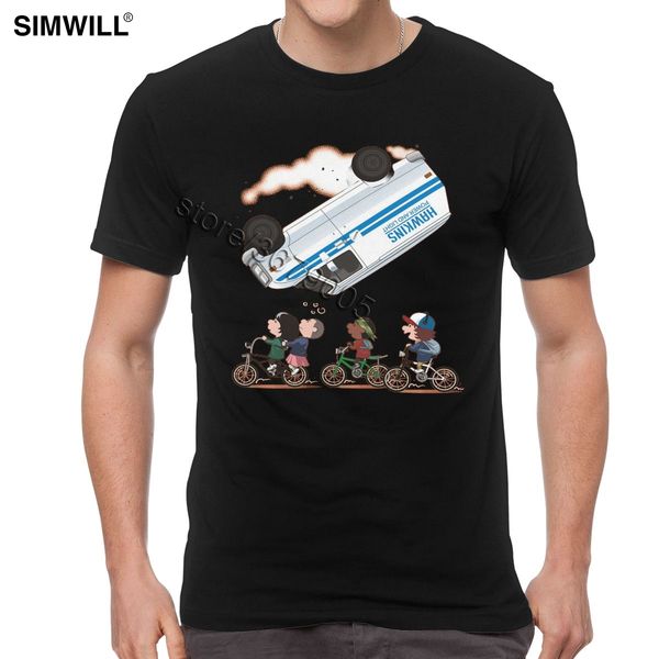 

funny stranger things t shirt mike dustin lucas eleven tees men short sleeves cotton t-shirts tv upside down streetwear tshirt