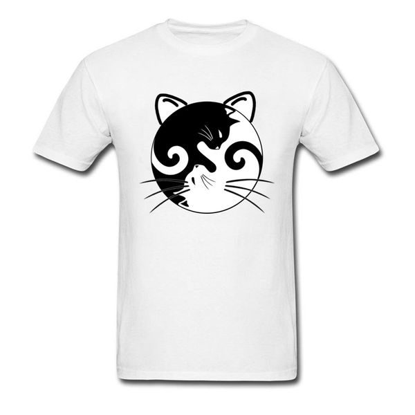 

black white yin yang cats t-shirts for men chinese traditional classical style graphic tee shirts kong fu cat tshirt