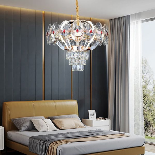

modern led chandelier nordic living room led home high-end light luxury hall bedroom dining room crystal villa chandelier
