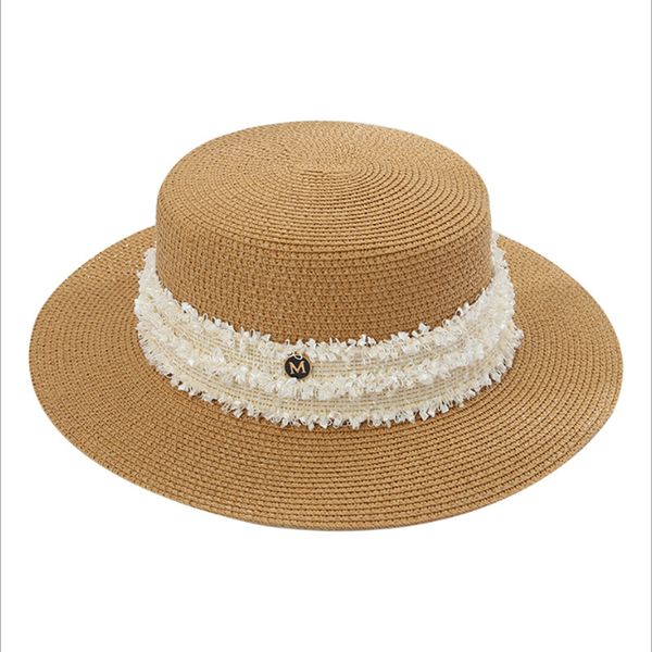 

women summer beach sun cap 2020 new brand flat straw hat fashion girl ribbon beach hat bone feminino gorras, Blue;gray