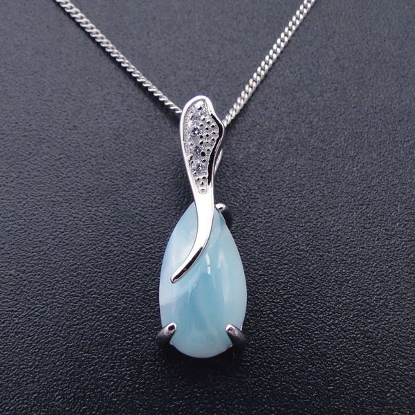 

925 sterling silver pendant water drop shape genuine stone charm pendant for women gift without chain