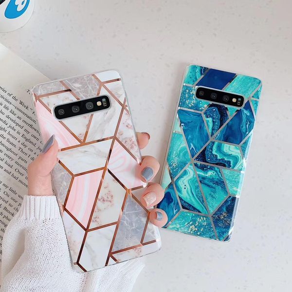 

cgjxsgeometric marble shiny electroplated cases for samsung s10e s10 plus s9 s9 plus s8 plus a40 a50 a70 note 10 8 9 phone case soft back co