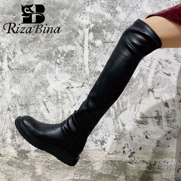 

rizabina новые женщины над коленом boots круглый toe вскользь зимы женщин длинные сапоги обувь обувь размер 33-42, Black