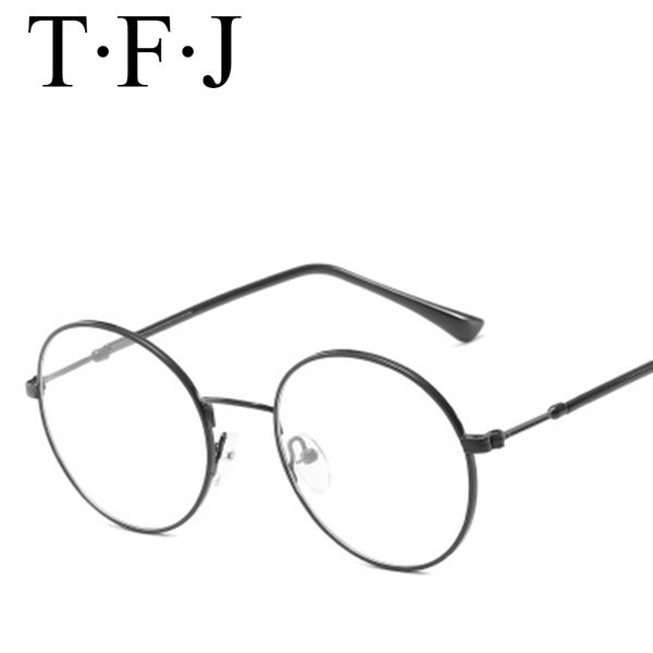 

round frame metal vintage eyeglasses for computer games glasses myopia blu-ray flat mirror student glasses blue blocking goggles, Black
