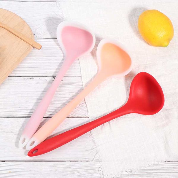 

29*9.5cm silicone ladle spoon heat resistant long handled soup spoon grade silicone kitchen utensils cooking tools