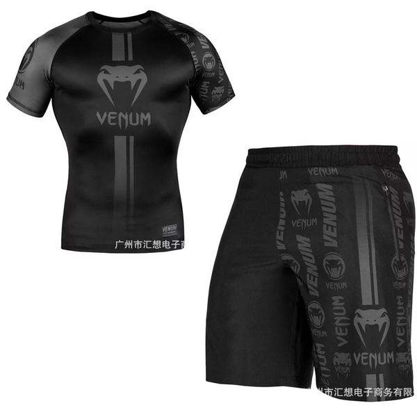 

kickboxing bjj t-shirt muay thai rashguard for men boxing jerseys compression shirts + pant set gym sport clothes, White;black