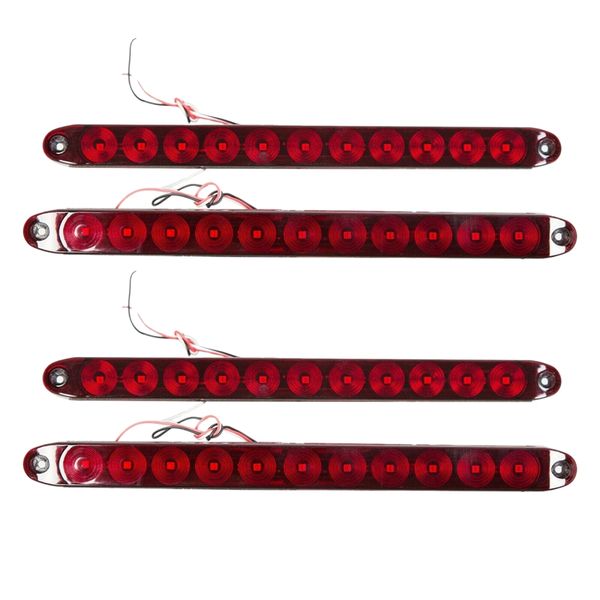 

4pcs 15inch red led sbrake turn tail light bar truck trailer rv car waterproof