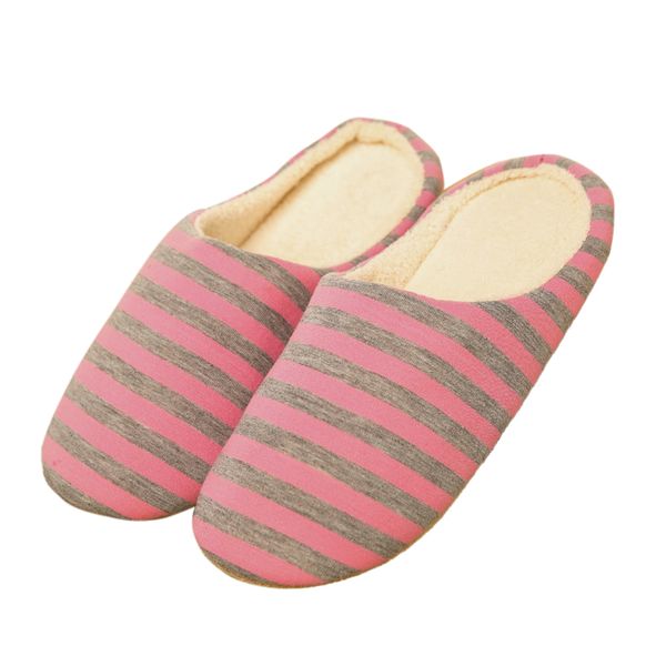 

striped home slippers soft bottom warm flat shoes women indoor floor slippers non-slips shoes for bedroom house girls, Black