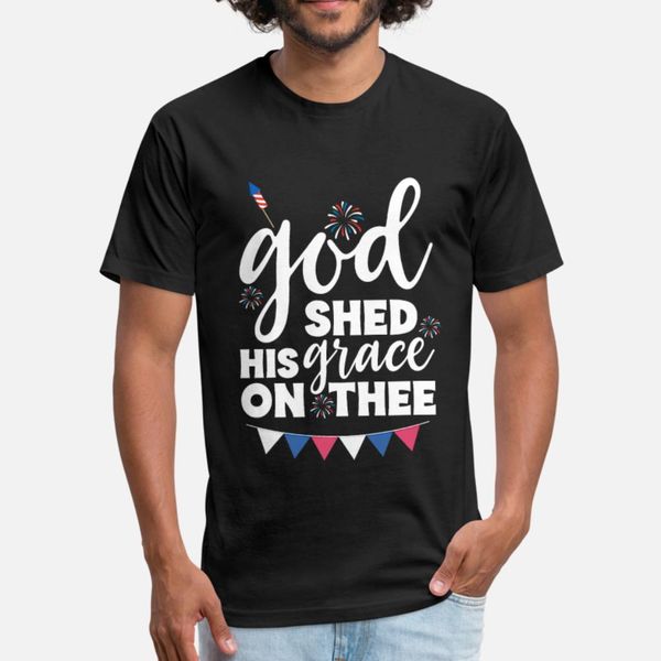 

god shed his grace on thee american quote gift t shirt men print short sleeve o neck gents cute building summer vintage shirt