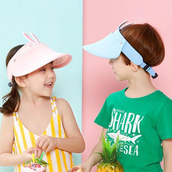 

selling 2020 new summer womens outdoor sport kids 360 rotating visor cap adjustable empty sun protection hat, Blue;gray