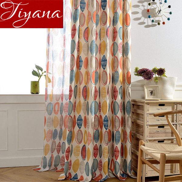 

colorful curtains for living room geometric print tulle curtain window bedroom treatment kitchen sheer fabrics drapes t&090 #30