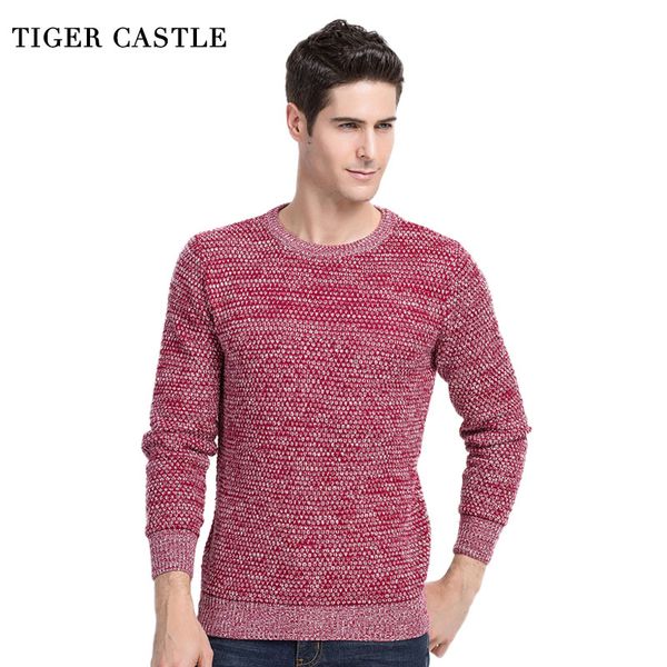 

tiger castle casual o-neck mens pullovers spring autumn quality cashmere wool red sweater men long sleeve slim fit pull knitwear, White;black
