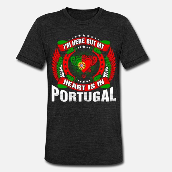 

im здесь, но мое сердце в португалии футболка мужчины печать 100% хлопок вокруг шеи gents известный смешной повседневный весна природные shi