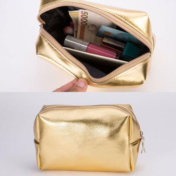

makeup bag women cosmetic bag waterproof wash pack storage case zipper lady gold pink toiletries pouch multifunction handbag
