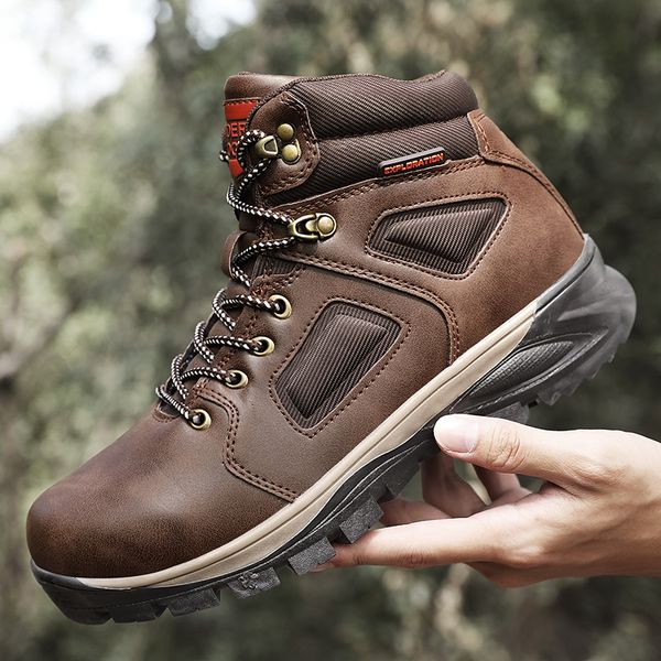 

men boots autumn breathable comfortable lace-up couple ankle boots yellow tooling men sneakers big size 46, Black