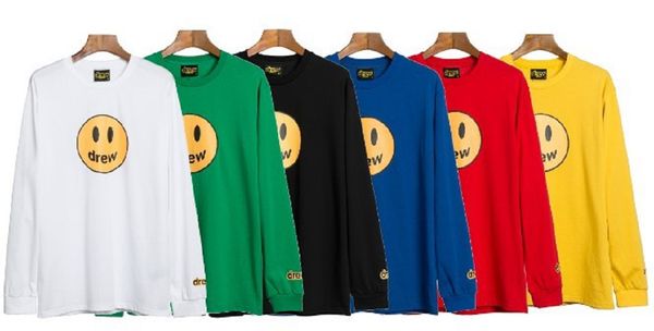 

fashion lead 2020ss drew house smile face melt long sleeve t shirt men women couples tees justin bieber 100% cotton t-shirt, White;black