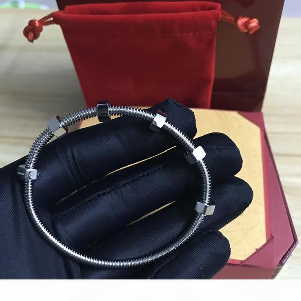 

jewelry latest 6 screw bracelets titanium steel ladies love bangle men and women couple thread bracelet with original box, Black