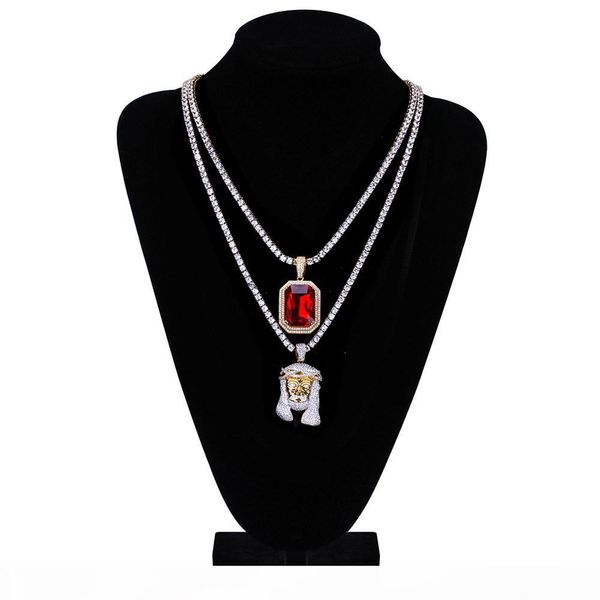 

hip hop jesus christ ruby necklace combination necklace new european and american style diamond necklace, Silver