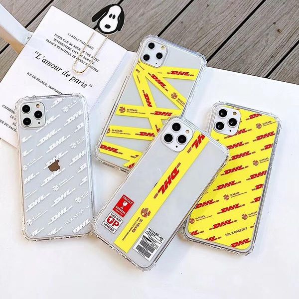 

cgjxscgjxsstripe label white yellow logo phone case for iphone 7 8 plus 11 pro x xs max xr brand clear soft back tpu cover fundas