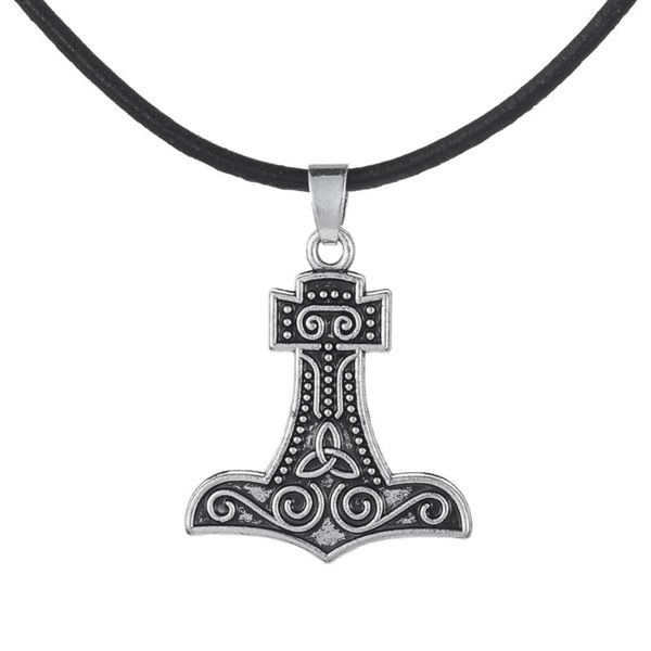 

skyrim vintage jewelry necklace religious mjolnir thor hammer pendant rope chain necklace fashion jewelry findings as gift, Silver