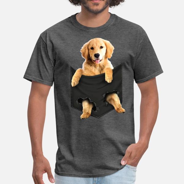 

golden retriever pocket mid classic dogs t shirt men character short sleeve euro size s-3xl standard gift breathable spring autumn shirt