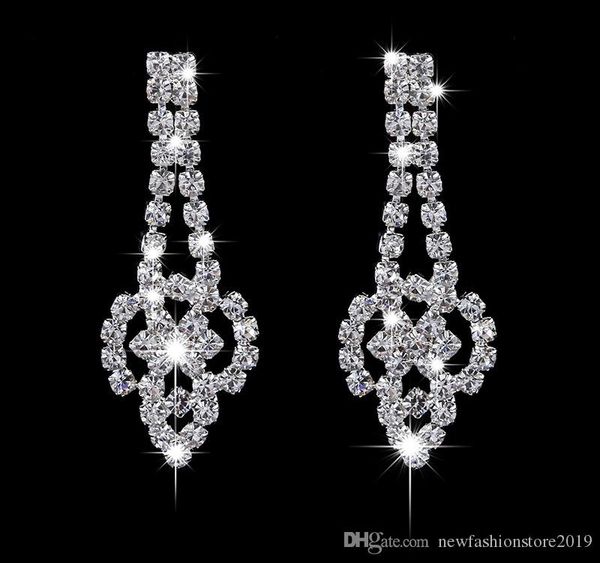 

earrings and necklace fashion ol claw chain diamond zircon angel tears drop necklace earrings bride jewelry04, Silver