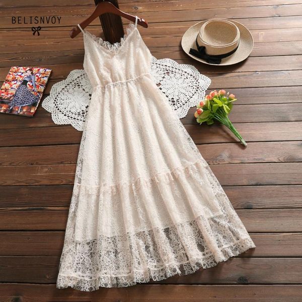 

mori girl women beach sundress spaghetti strap v-neck purple beige midi dress hollow out lace ruffles party dress vestidos, Black;gray