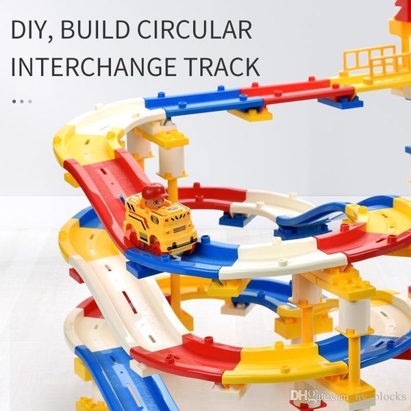 

245pcs larger particles building blocks colorful track bricks play set self-assembling build various styles circular interchange track 04