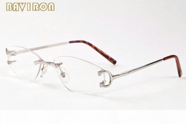 

with box 2017 brand designer rimless clear glasses fashion men women sunglasses gold silver metal frame buffalo horn glasses, White;black
